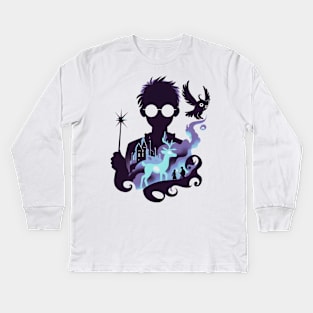 Mystical Boy Silhouette - Fantasy Kids Long Sleeve T-Shirt